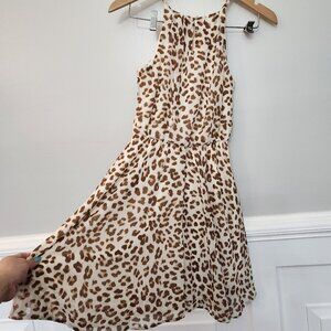 Leopard Cheetah Halter Lined Dress Fit and Flare Medium weight dress